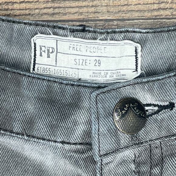 Free People Distressed Shorts Frayed Hem Gray Denim Black Trim Size 29 - Picture 5 of 10